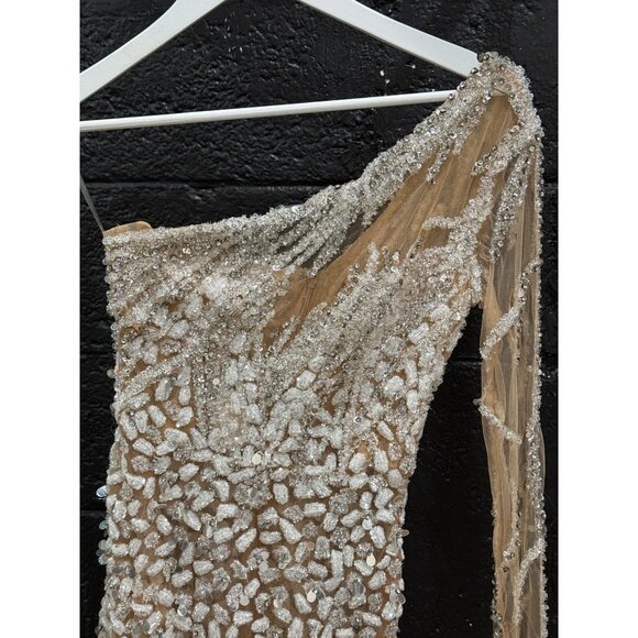 Albina Dyla Short Silver One Sleeved Dress - Picture 6 of 11